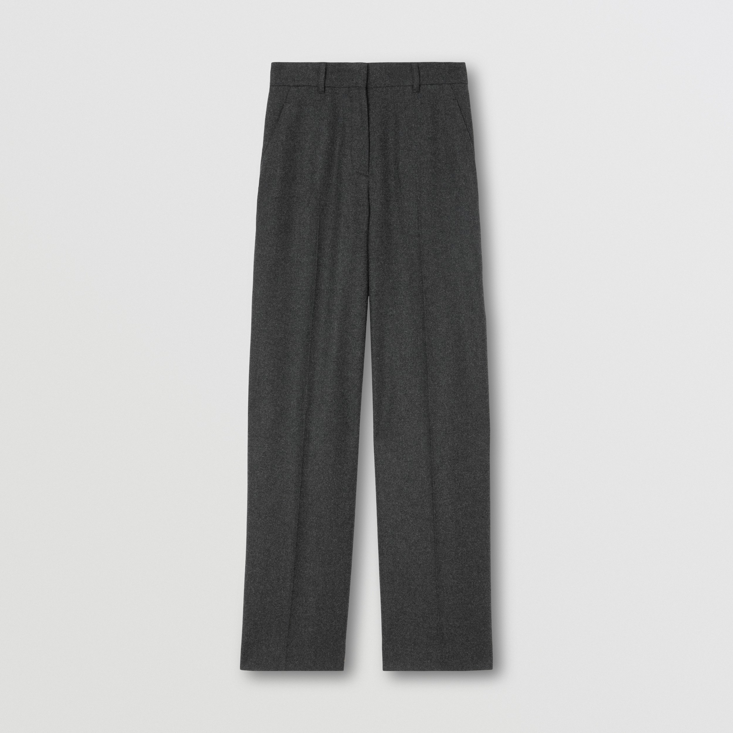 Wool Wide-leg Trousers in Dark Grey Melange - Women | Burberry® Official - 4