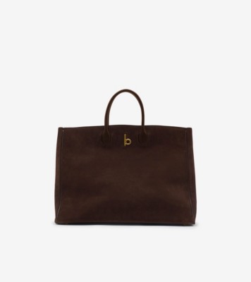 【Burberry】ロッキングホース スエード トートバッグ バーバリーロッキングホースミディアムブラウンスエードトート