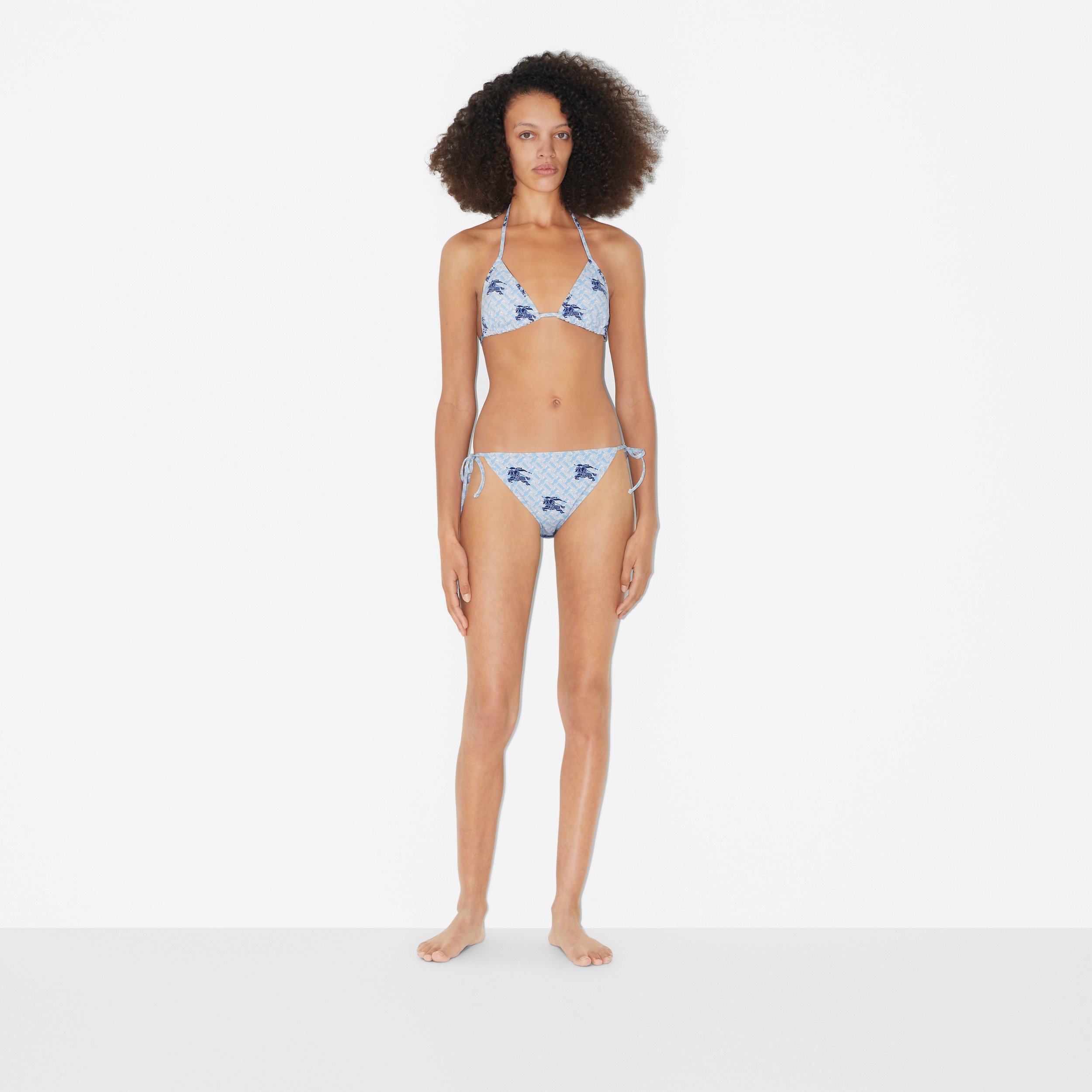 Bikini de triángulo en nailon elástico con monogramas TB y EKD (Azul Marino) - Mujer | Burberry® oficial - 2