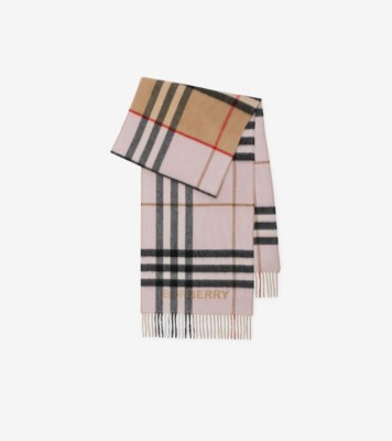 コントラストチェック カシミアスカーフ (アーカイブベージュ／キャンディピンク) | Burberry®公式サイト