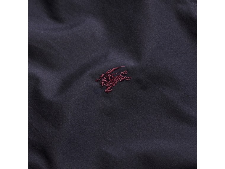 Check Detail Stretch Cotton Shirt Navy | Burberry