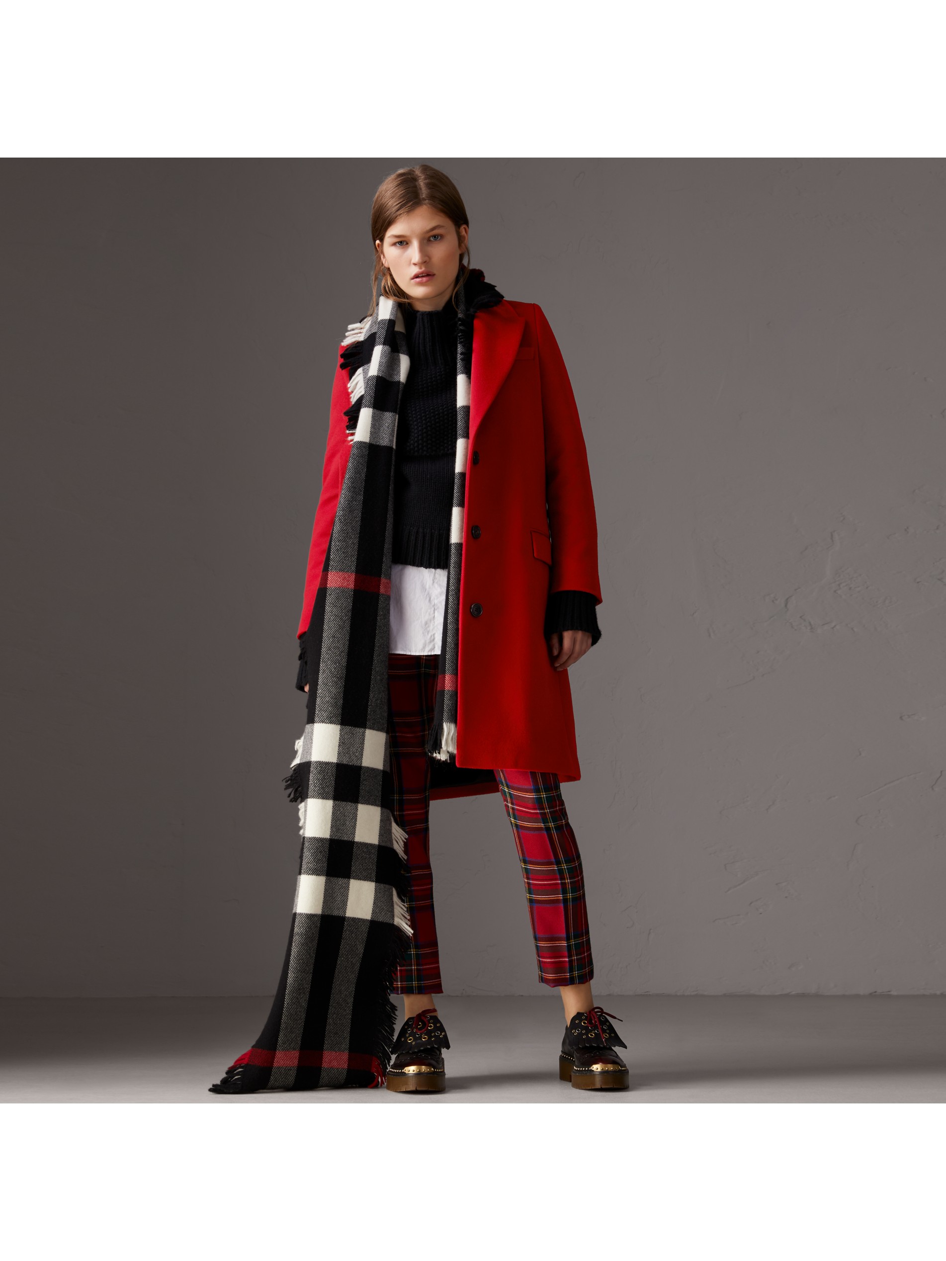 羊毛混纺量裁大衣 (缤纷红色) - 女士 | burberry 博柏利