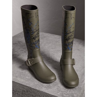 burberry rain boots womens green