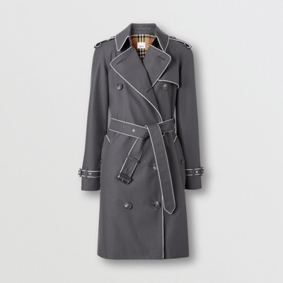 Piped Cotton Gabardine Trench Coat in 