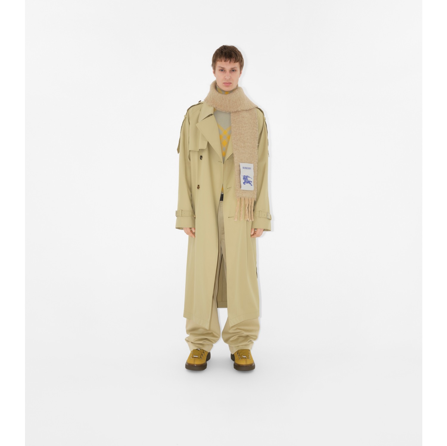 Narrow Wool Mohair Blend Scarf in Archive beige Burberry® Official