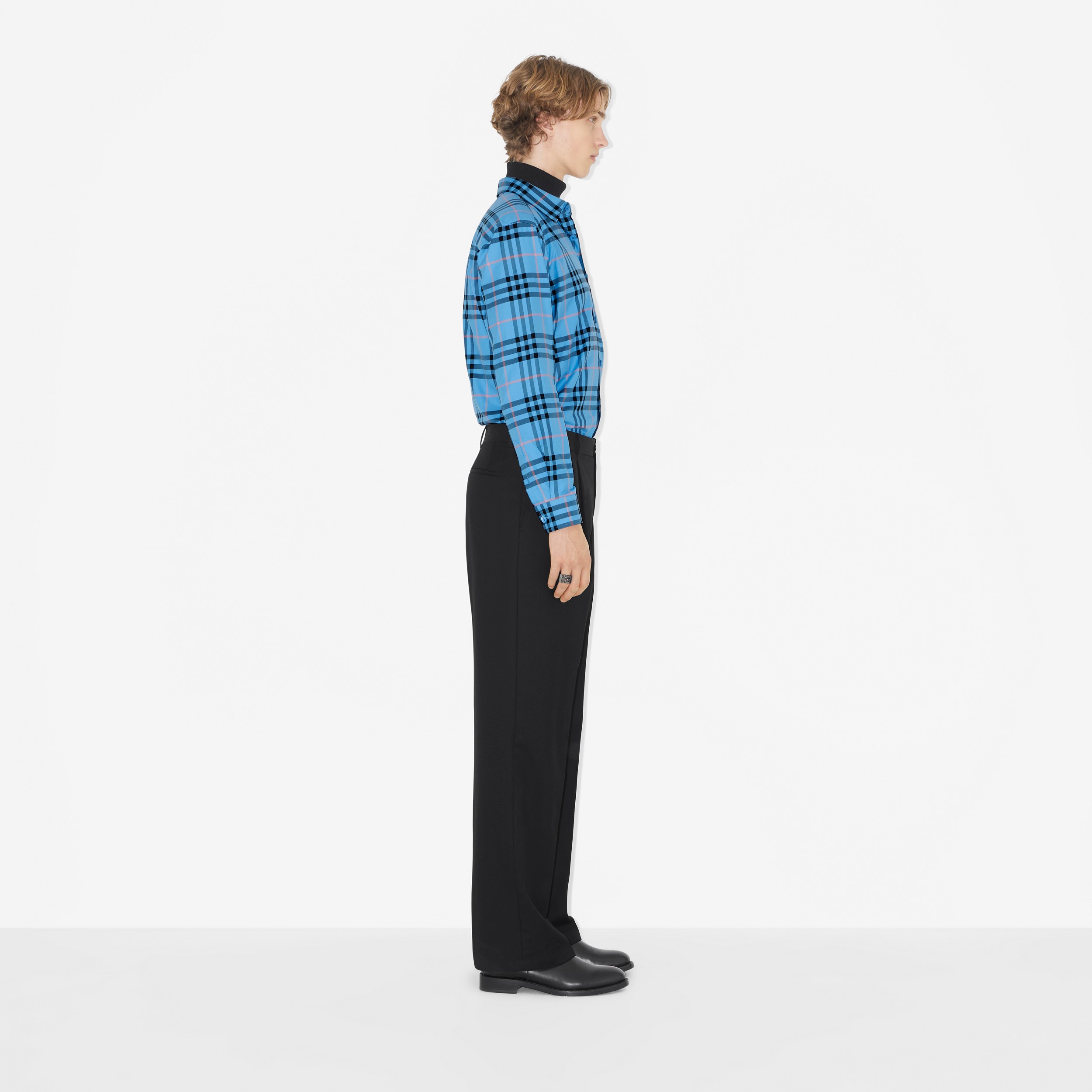 Camisa en algodón Check (Azul Apagado) - Hombre | Burberry® oficial - 3