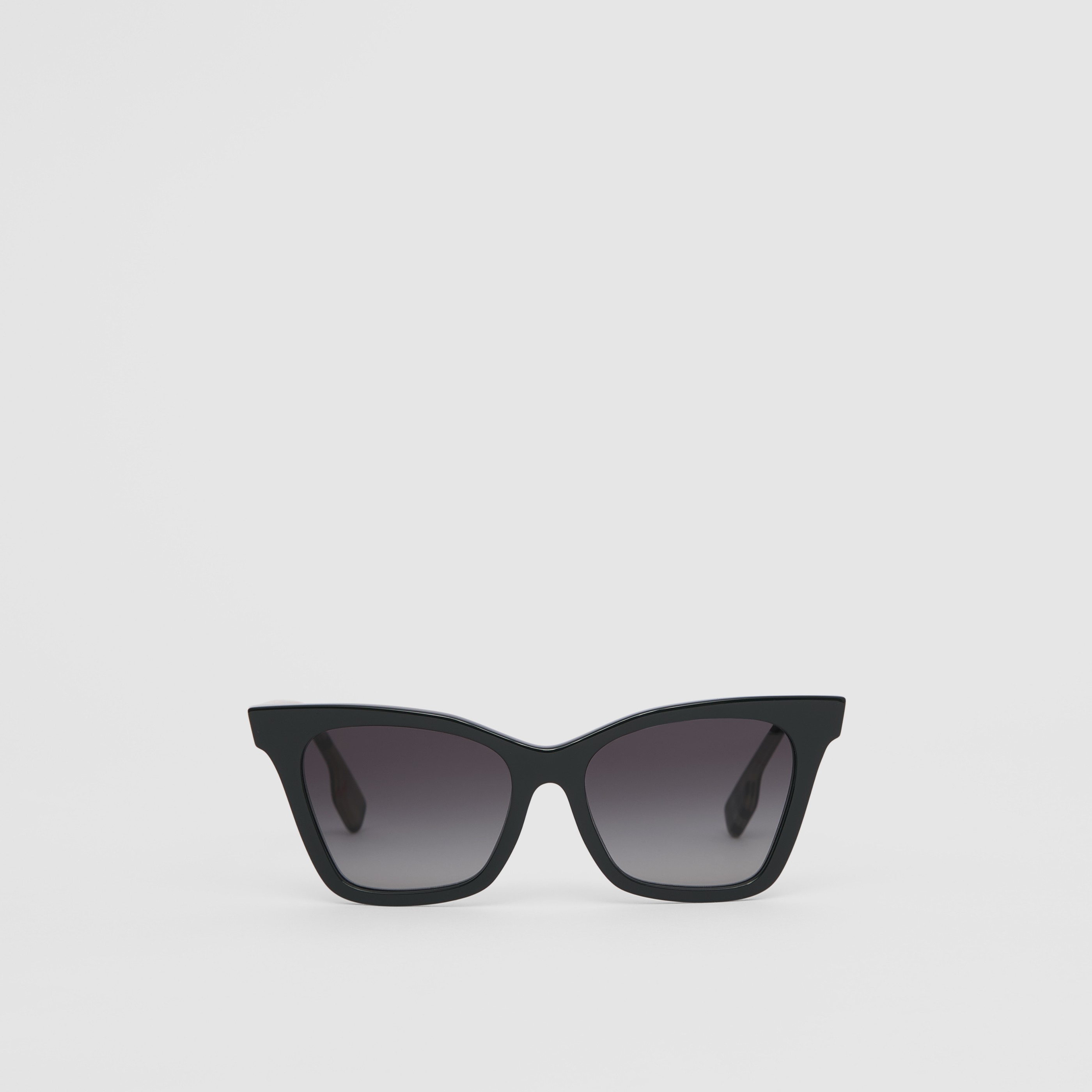 Detail Bio-acetate Square Frame Sunglasses in Black/beige - Women | Burberry Hong Kong S.A.R., China