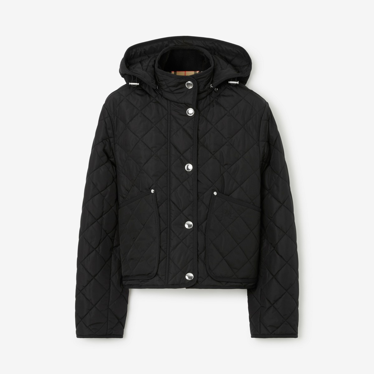 Shop Burberry Cropped Quilted Nylon Jacket In Black