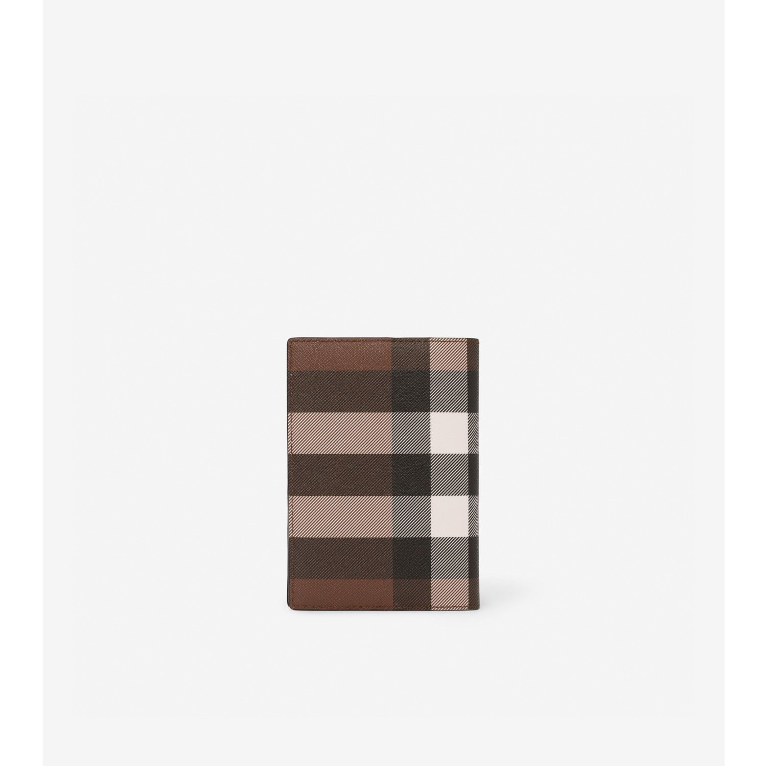 Check and Leather Passport Holder in Dark Birch Brown Burberry® Official