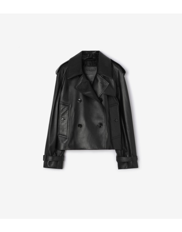 Cropped Leather Mayfair Trench Jacket