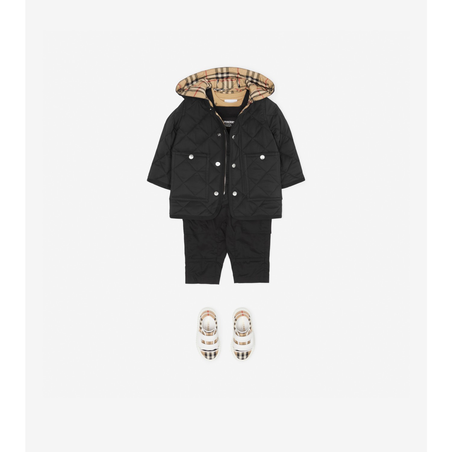 Diamond Quilted Nylon Hooded Coat in Black - Children | Burberry 