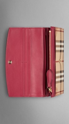 Leather and Haymarket Check Continental Wallet | Burberry