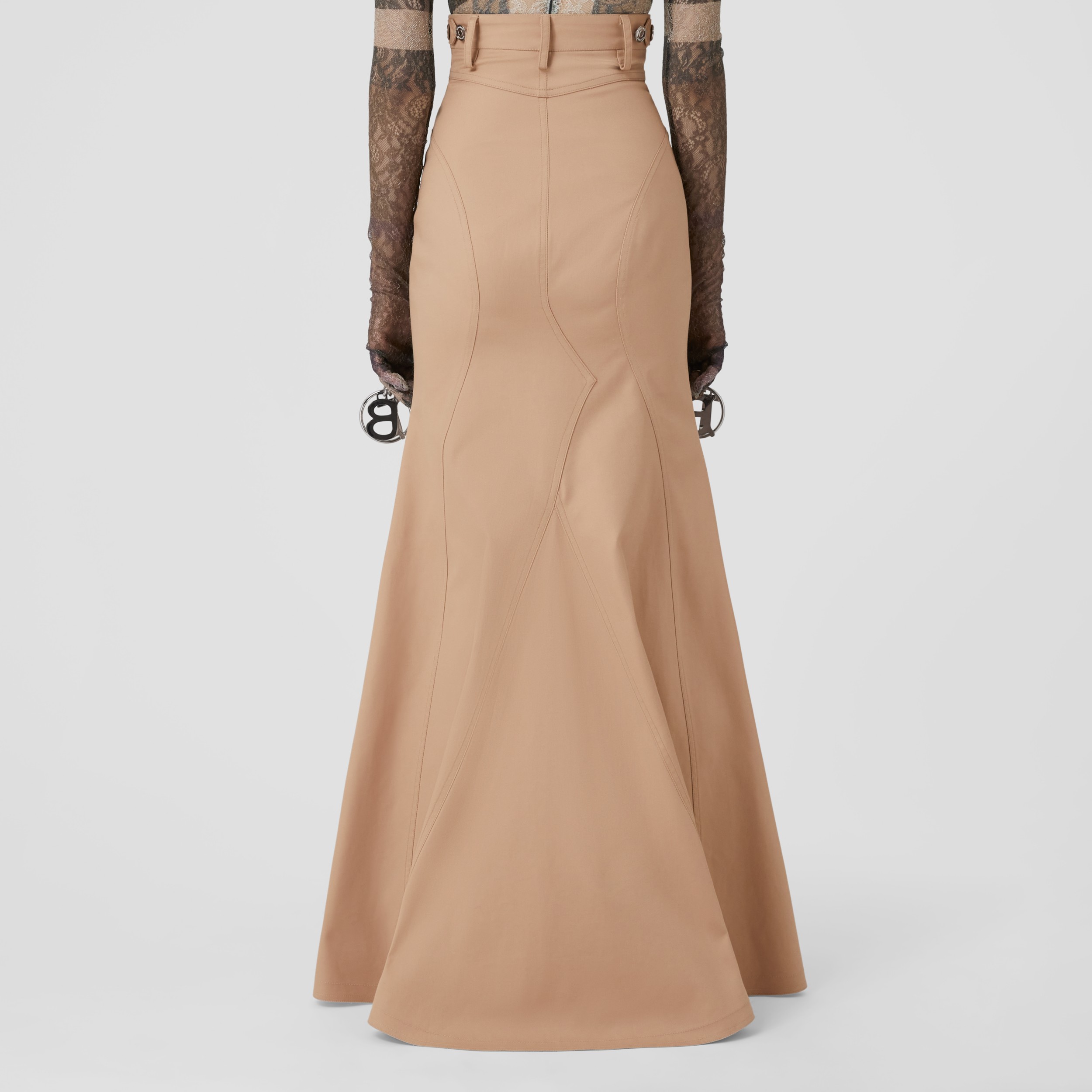 Cotton Gabardine Floor-length Skirt in Pale Nude - Women | Burberry® Official - 3