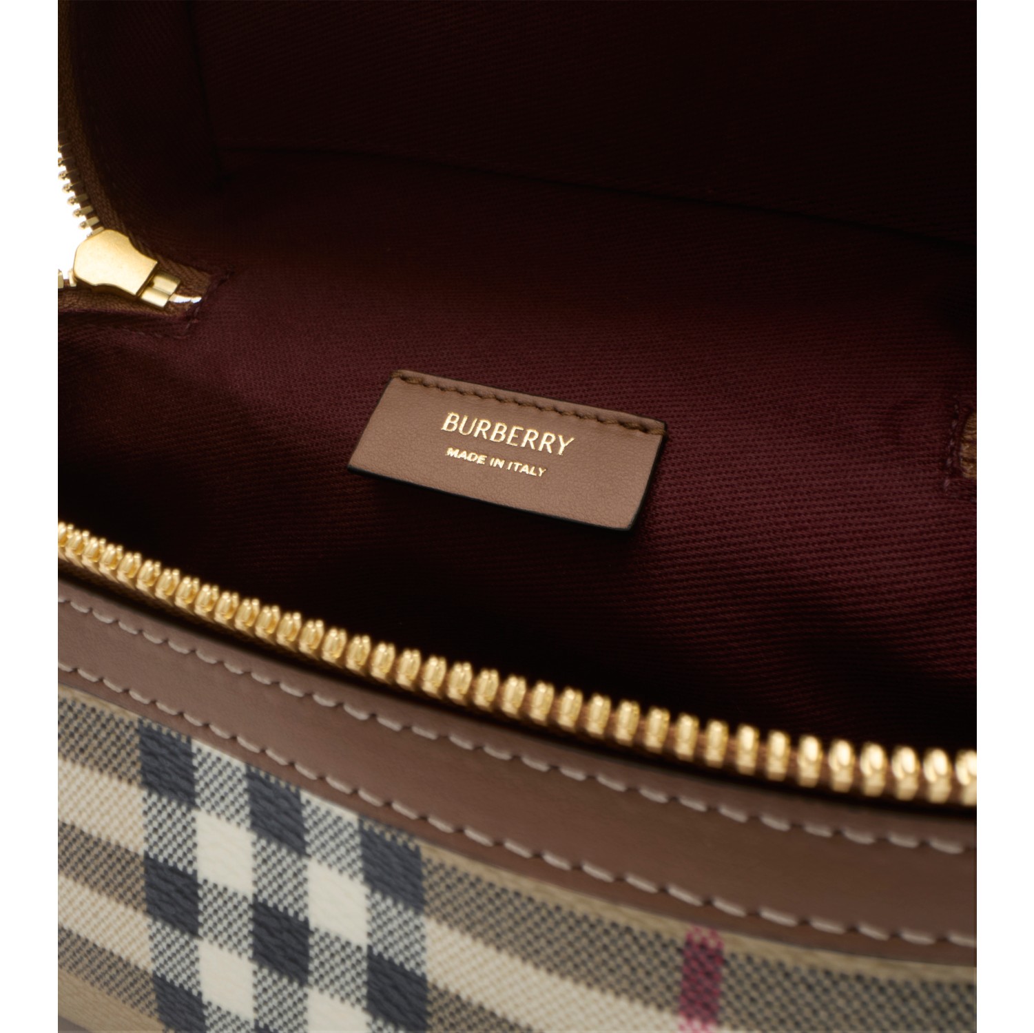 Mini Check Vanity Bag in Archive beige - Women, Technical, Cotton | Burberry® Official