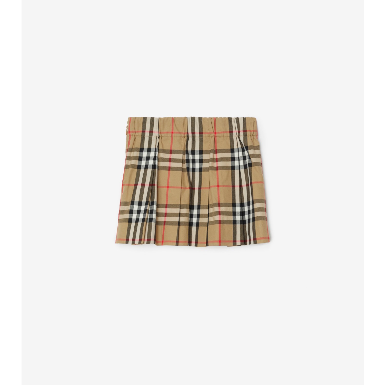Check Cotton Pleated Skirt