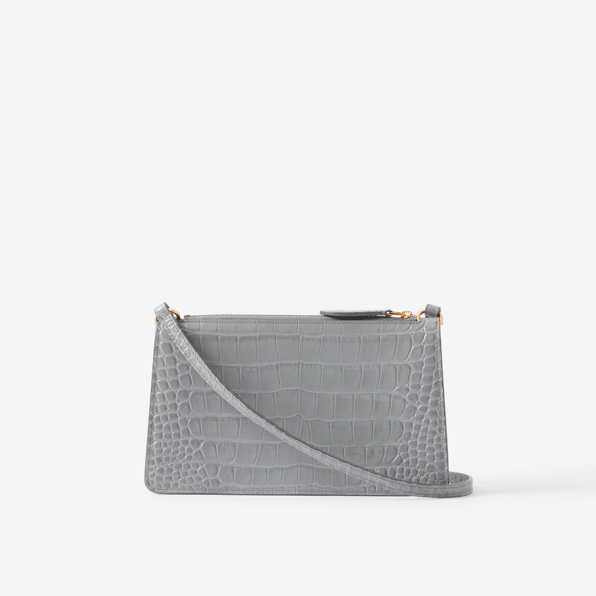 Embossed Leather Mini TB Shoulder Pouch in Cloud Grey - Women | Burberry® Official - 3