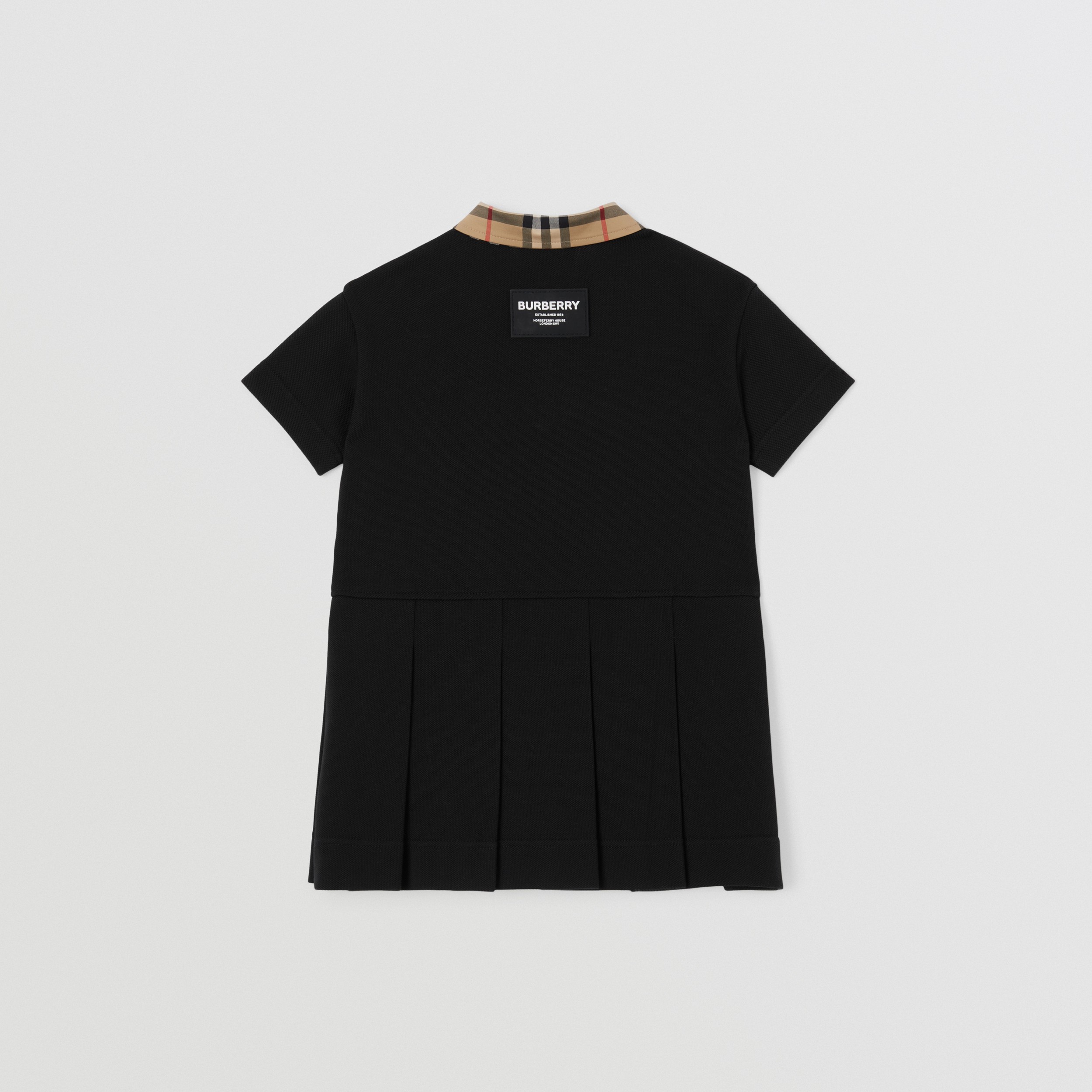 Vintage Check Trim Cotton Piqué Polo Shirt Dress in Black - Children | Burberry® Official - 4