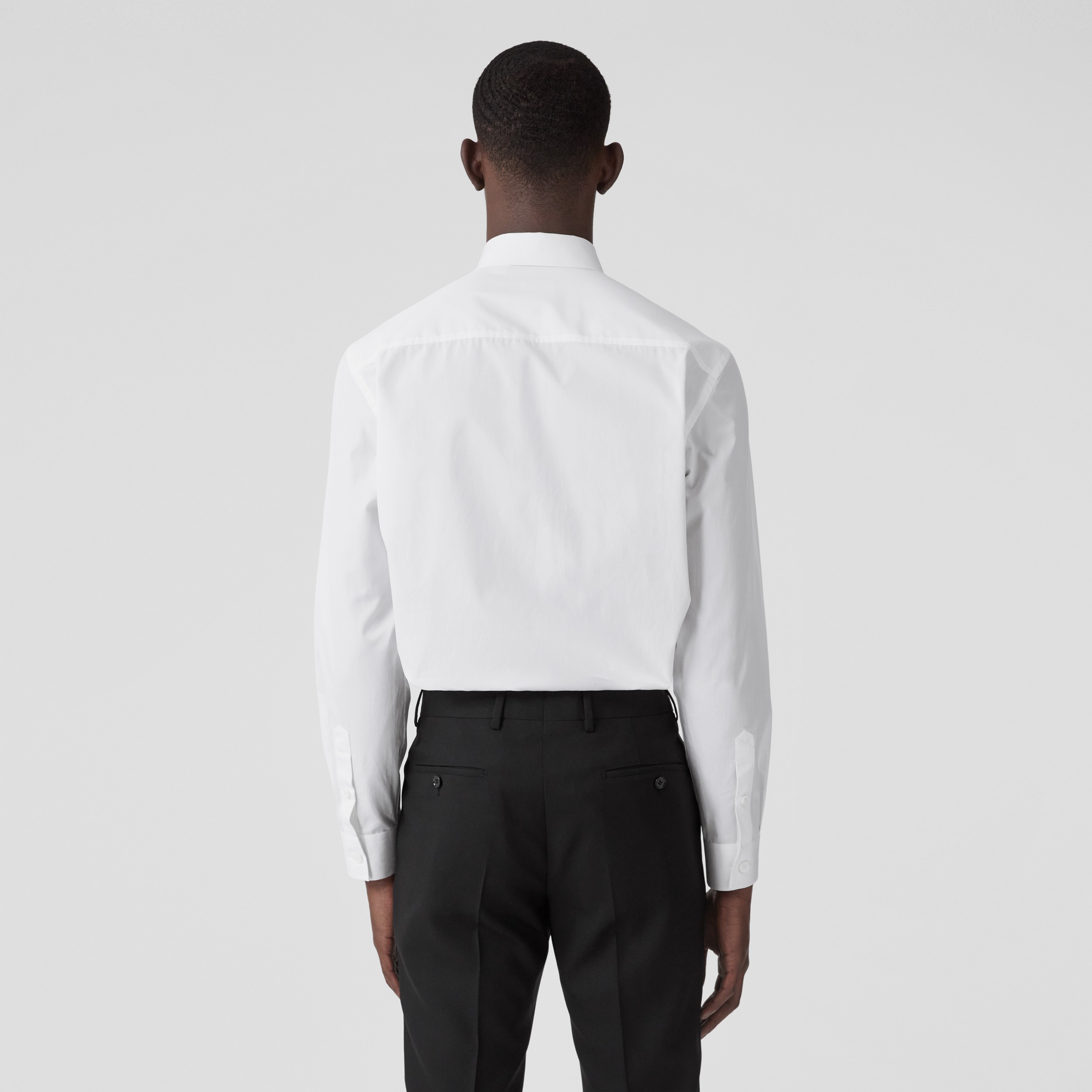 Slim Fit Logo Detail Cotton Shirt in Optic White - Men | Burberry® Official - 3