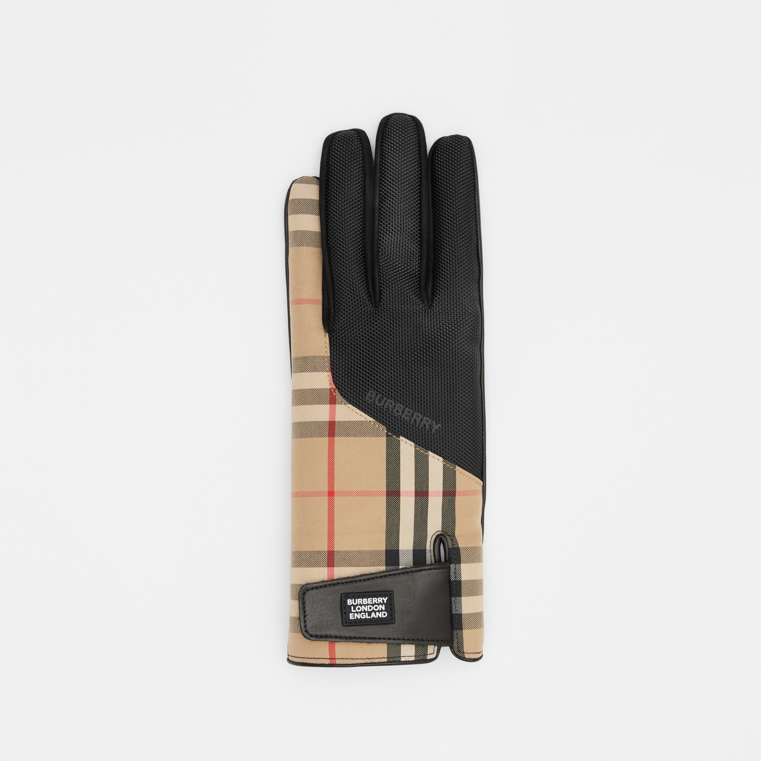 Logo Appliqué Vintage Check and Lambskin Gloves in Archive Beige ...