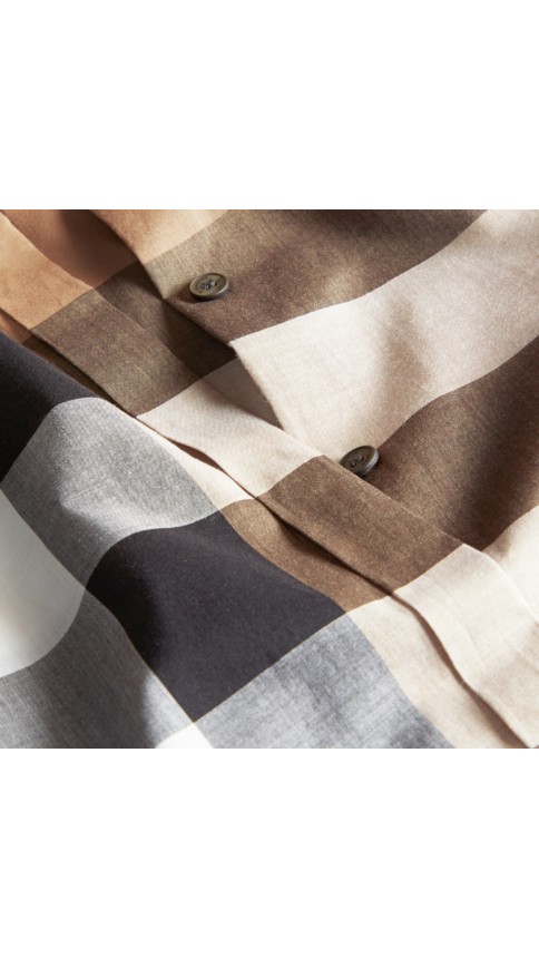 Check Cotton Shirt Taupe Brown | Burberry
