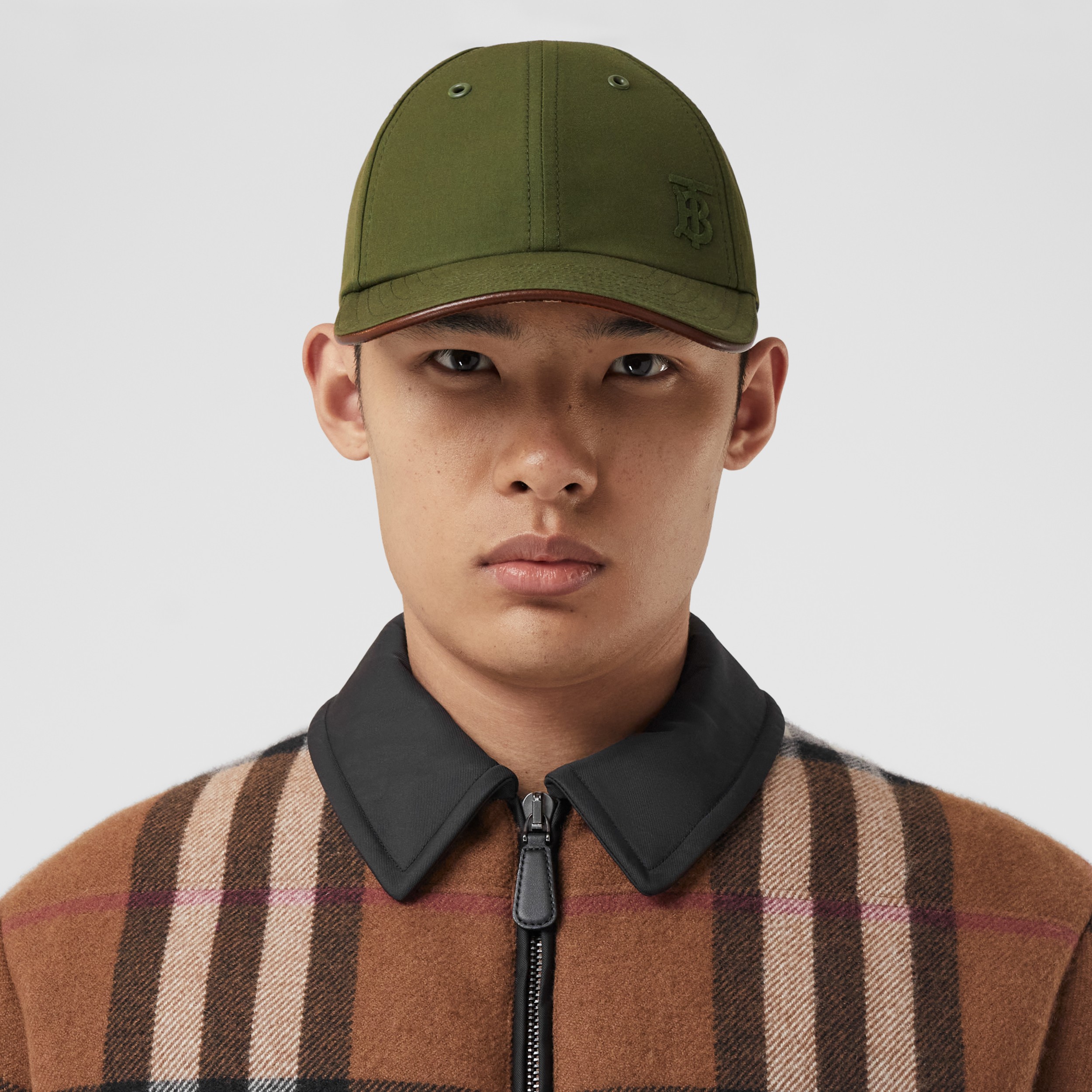 Monogram Motif Tropical Gabardine Baseball Cap in Army Green Burberry