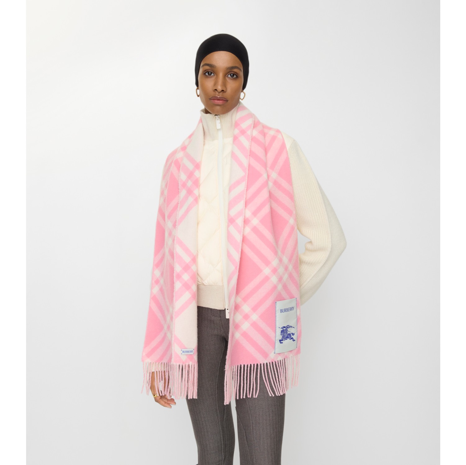 Check Cashmere Scarf in Sugar pink | Burberry® Official