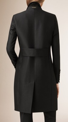 Black Oversize Wool Silk Blazer Coat - Image 3