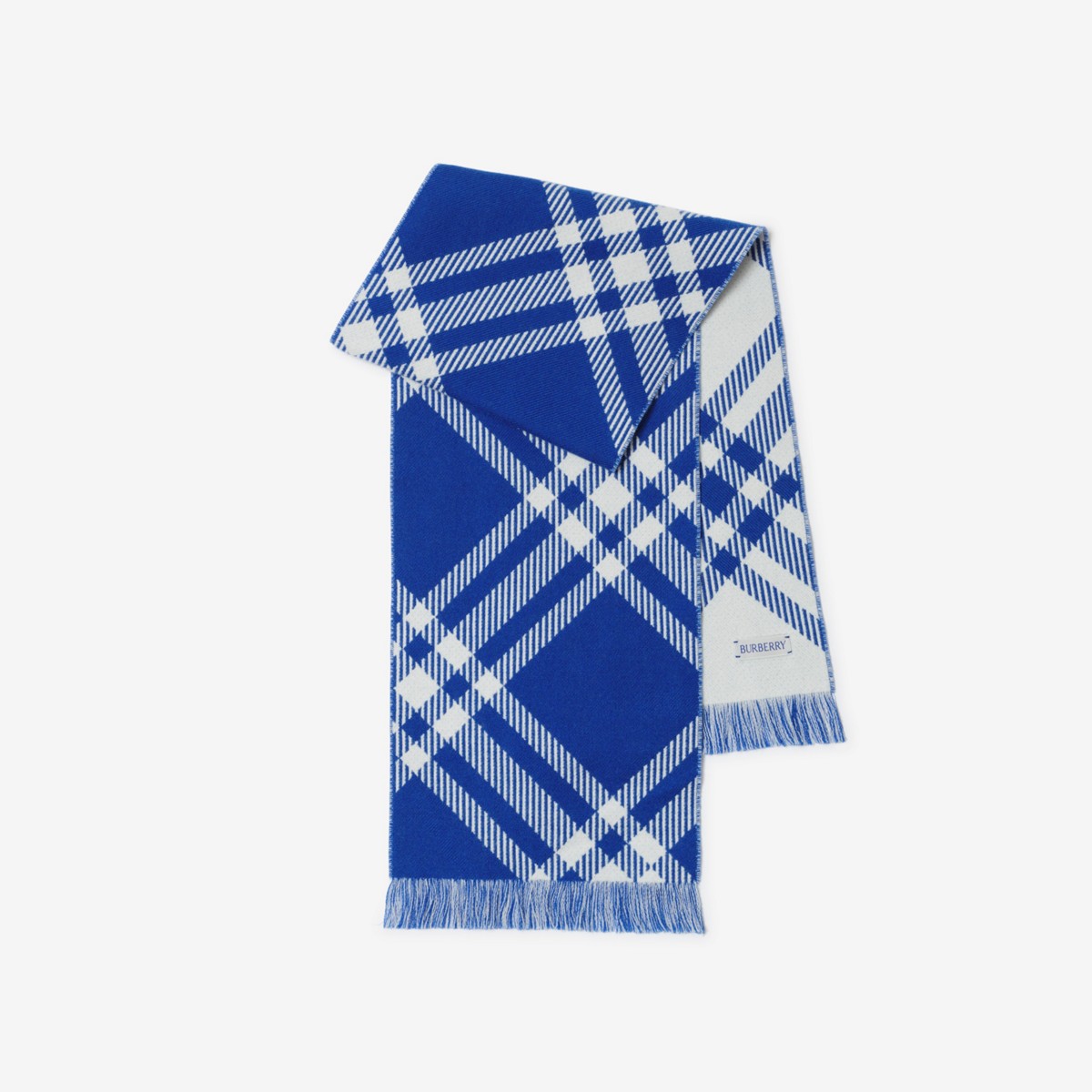 Burberry Childrens Check Wool Scarf In Knight