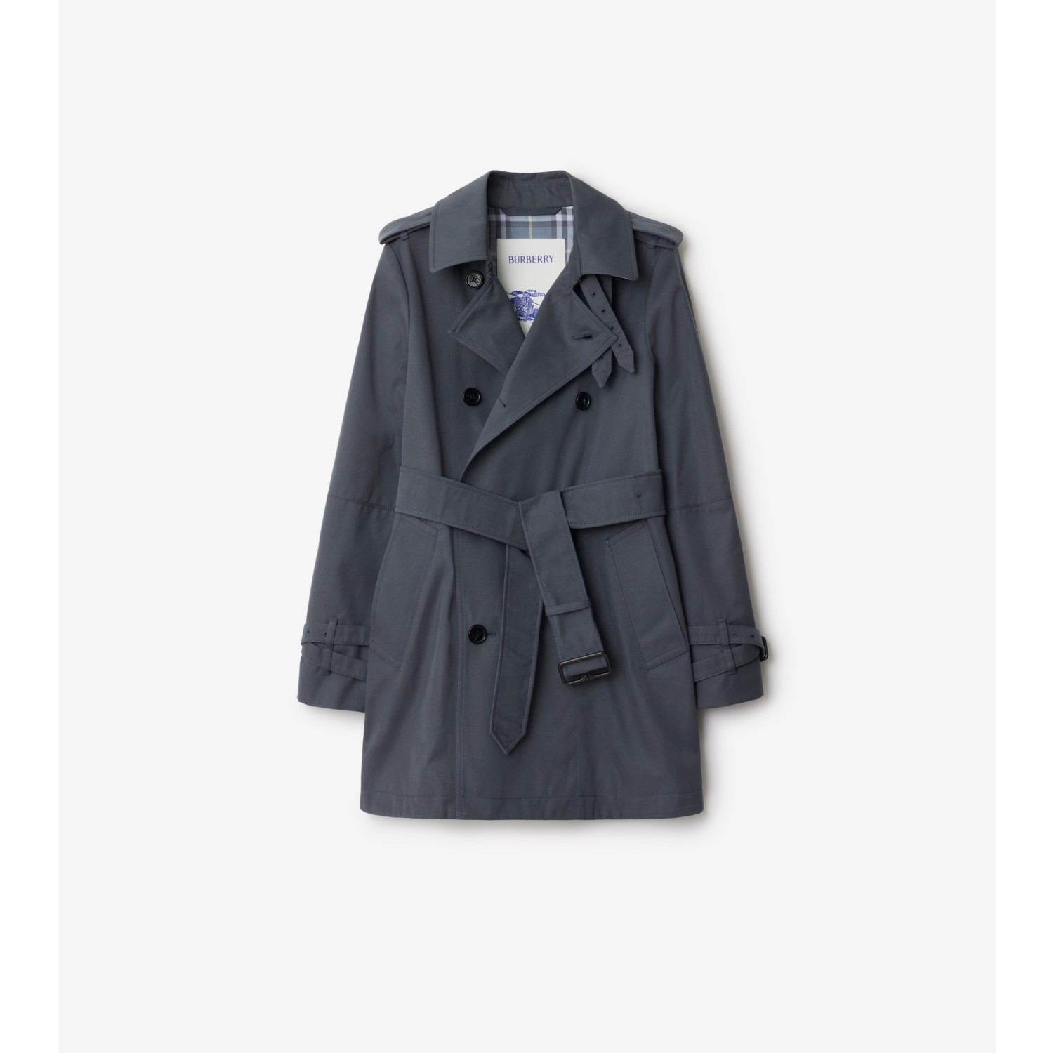 Short Cotton Blend Trench Coat