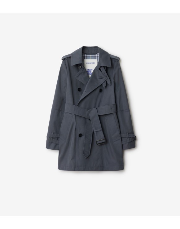 Short Cotton Blend Trench Coat