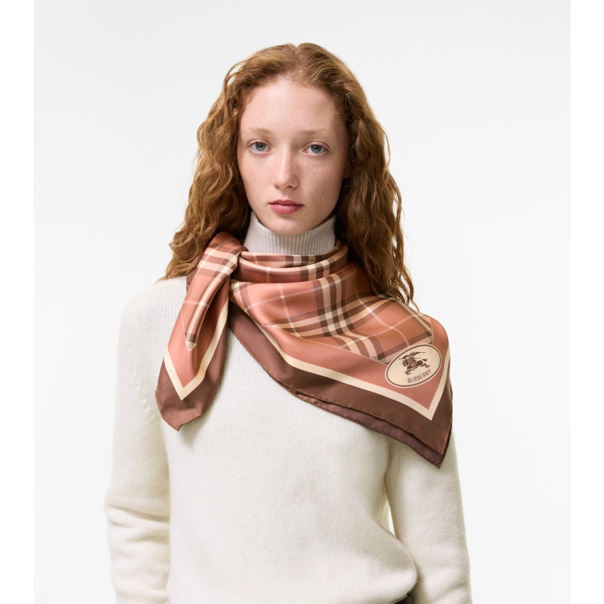  Check Knight Stamp Silk Scarf