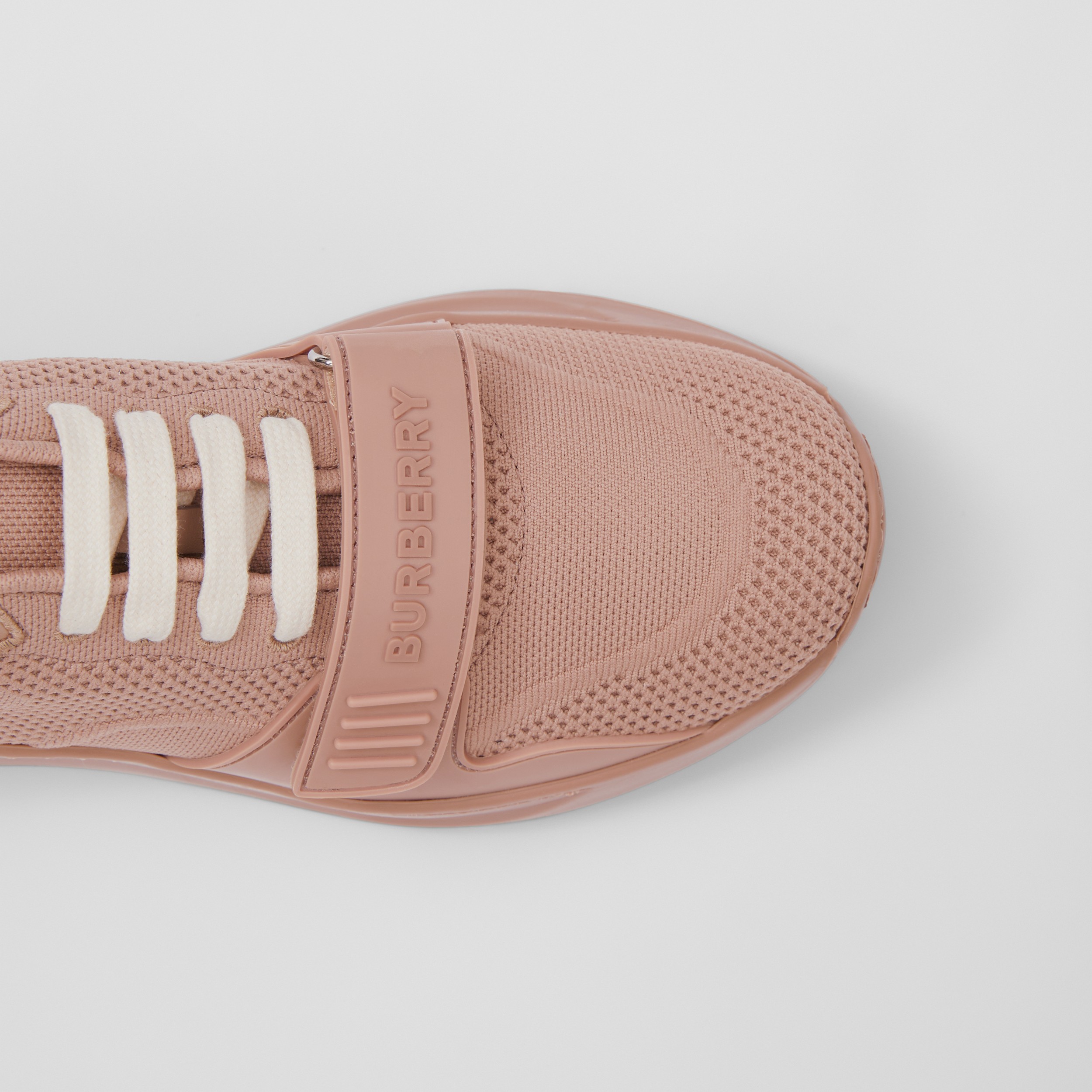 Knitted Stretch Nylon and Leather Sneakers in Cool Beige - Women | Burberry® Official - 2