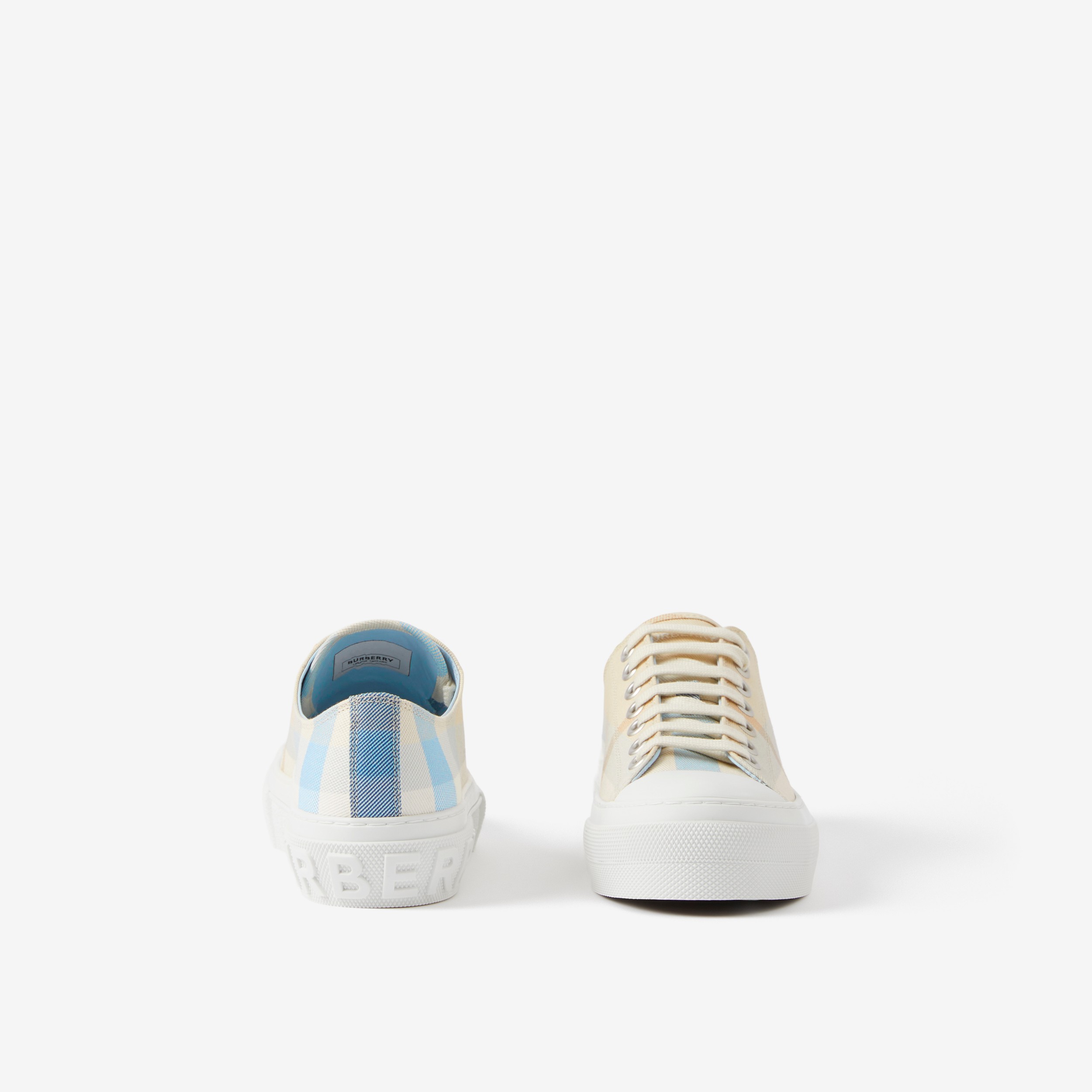 Check Cotton Sneakers in Soft Blue - Women | Burberry® Official - 4