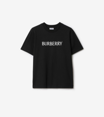 Logo Cotton T-shirt in Black - Women | Burberry® Official