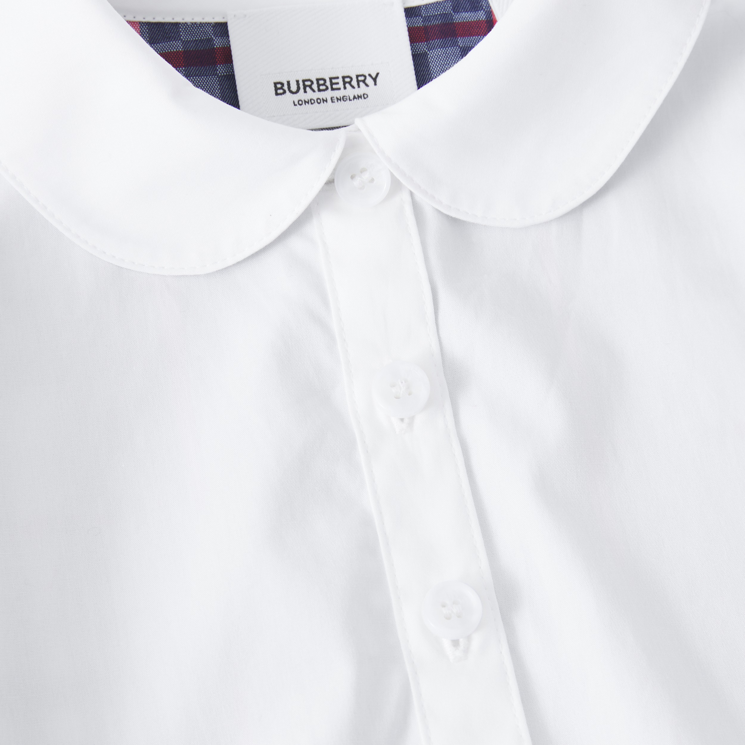 Chequerboard Panel Stretch Cotton Polo Shirt Dress in Pale Blue | Burberry® Official - 2