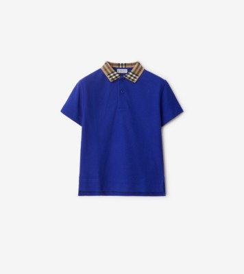 Check Collar Cotton Polo Shirt in Knight | Burberry® Official