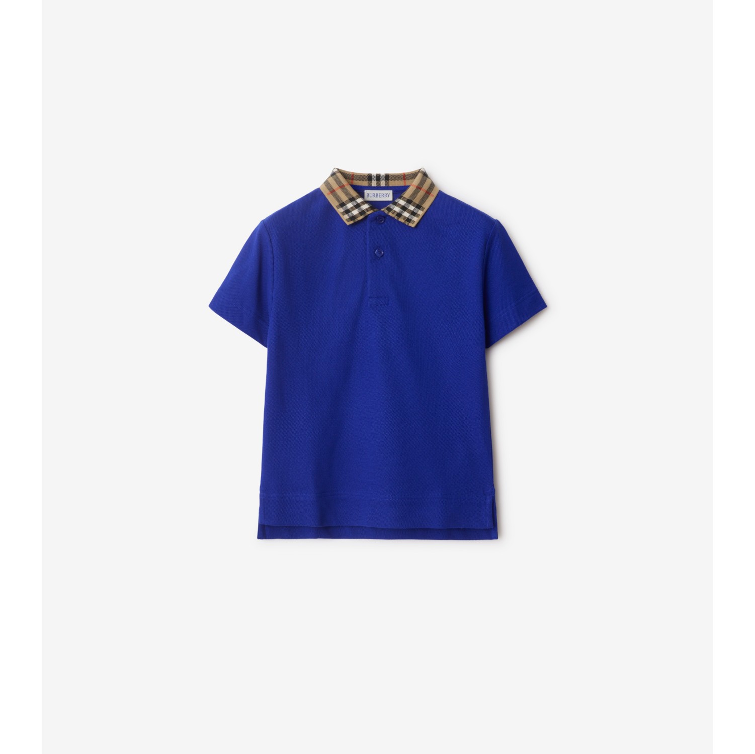 Check Collar Cotton Polo Shirt