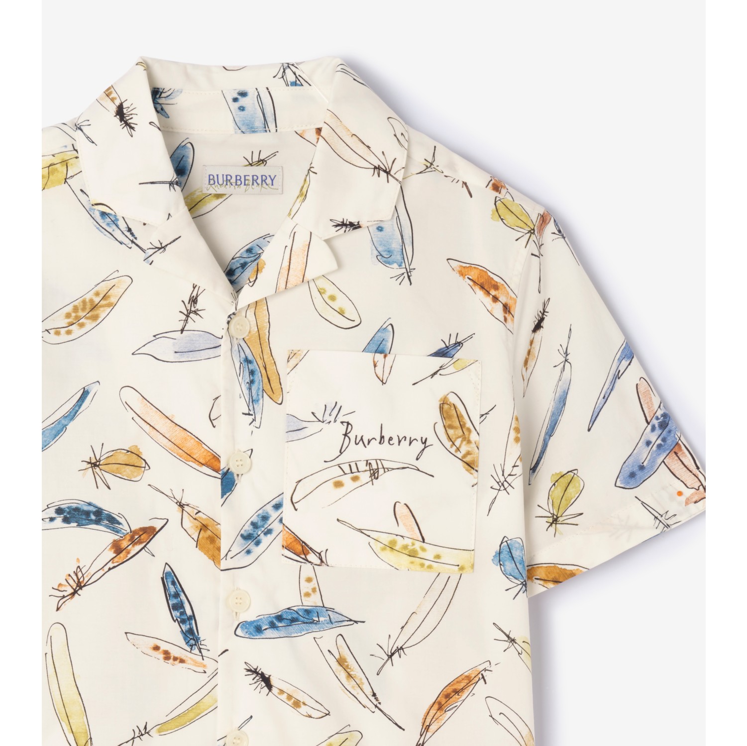 Feather Print Cotton Shirt in Ink blue | Burberry® Official