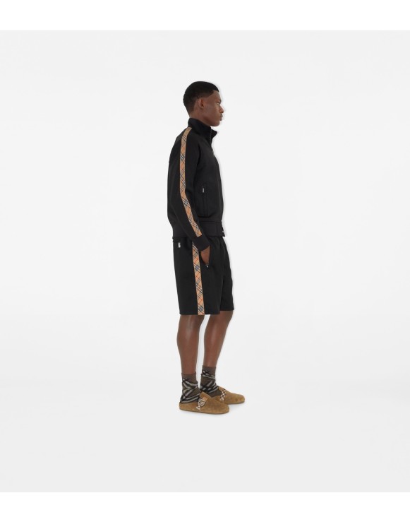 Check Trim Cotton Blend Track Jacket
