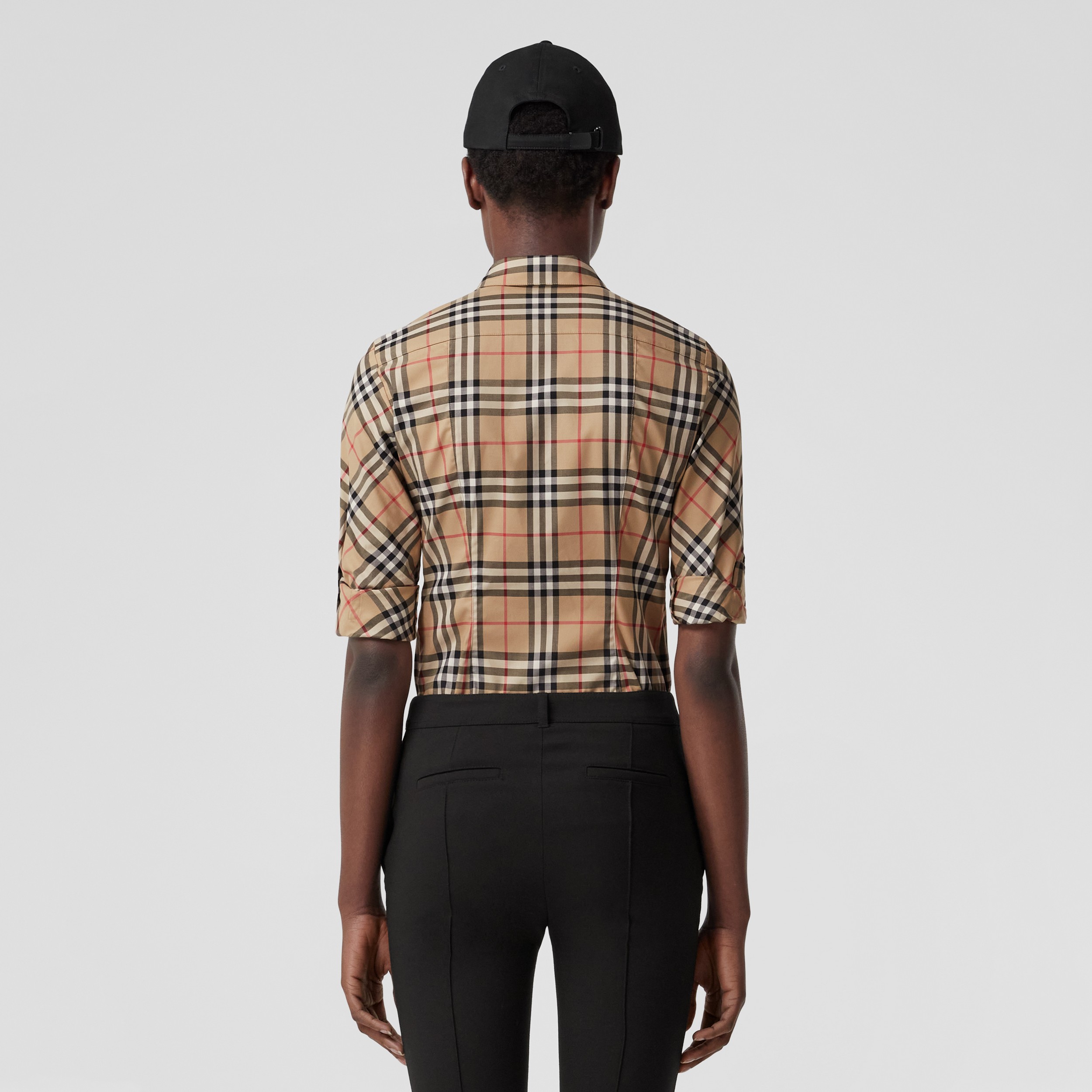 Vintage Check Stretch Cotton Twill Shirt in Archive Beige - Women |  Burberry® Official
