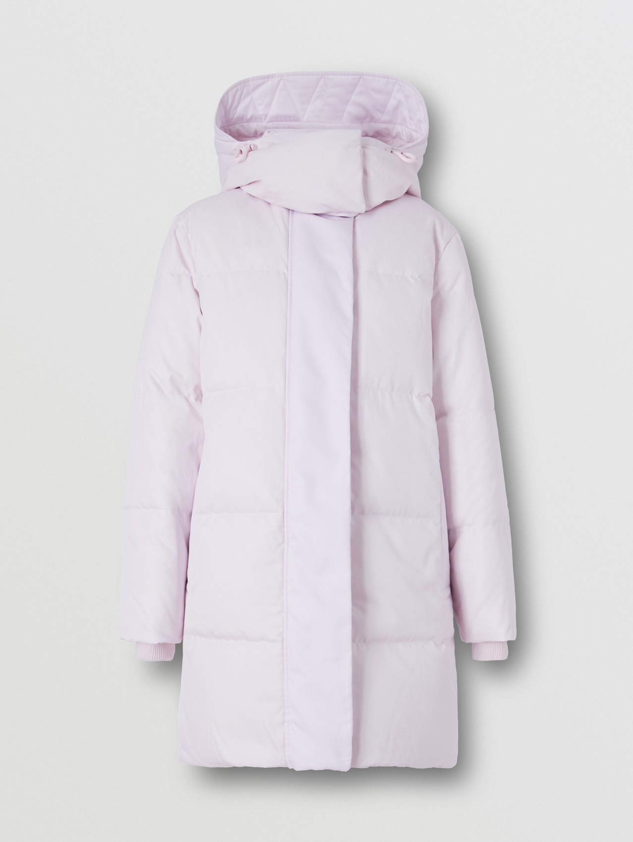Detachable Hood Cotton Gabardine Puffer Coat in Alabaster Pink
