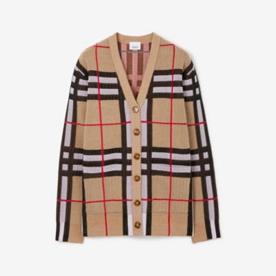 Burberry Check Technical Cotton Cardigan In Archive Beige