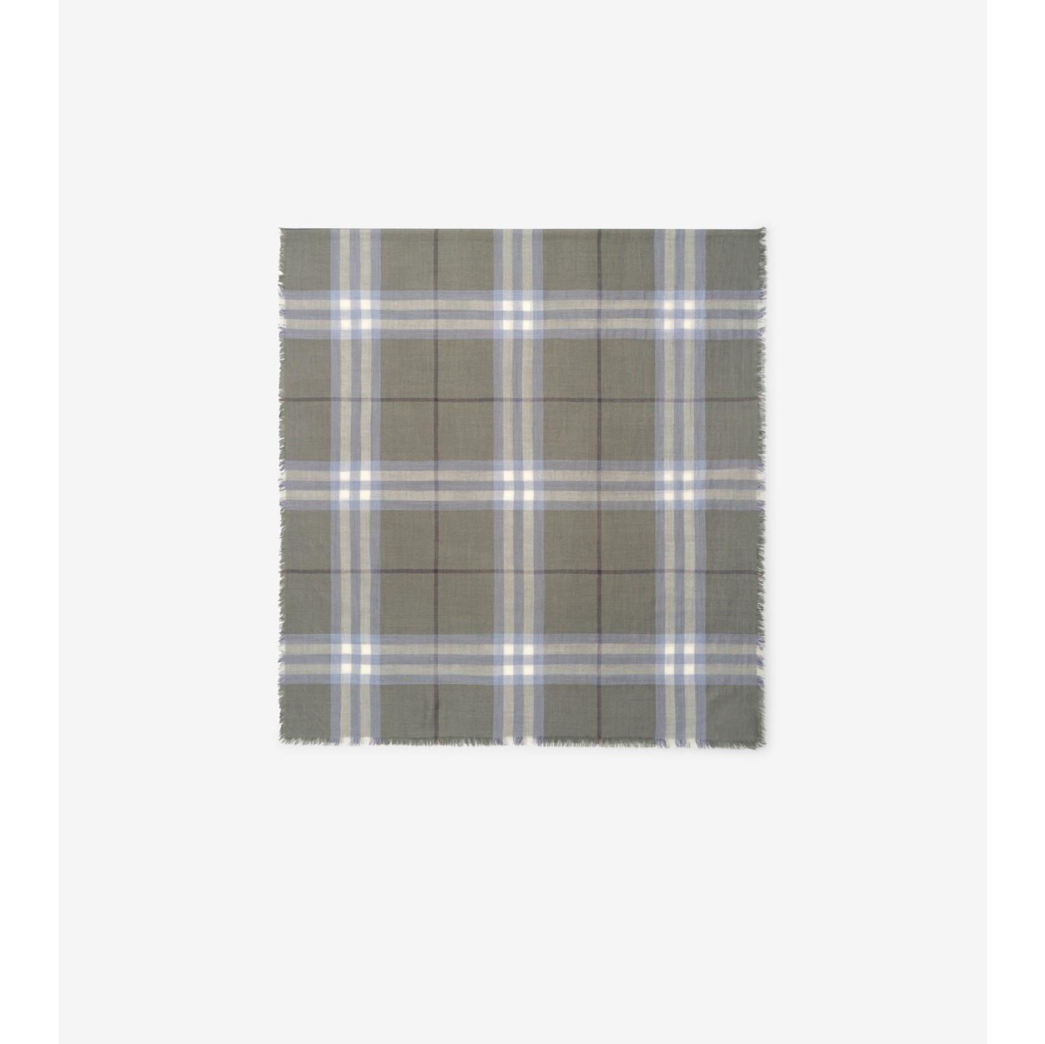 Wide Reversible Check Wool Silk Scarf