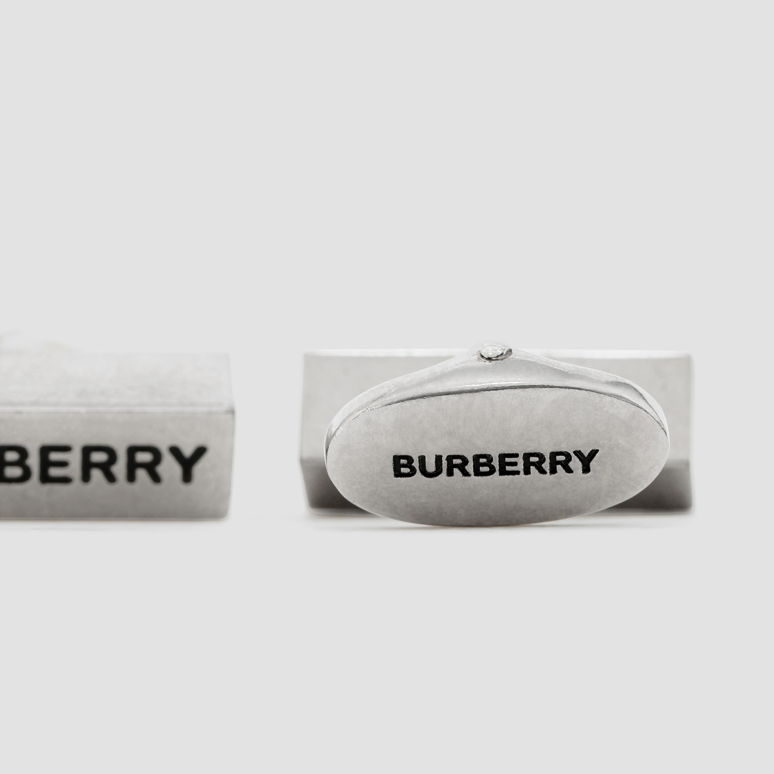 Logo Engraved Palladium-plated Cufflinks in Vintage Steel - Men | Burberry® Official - 2