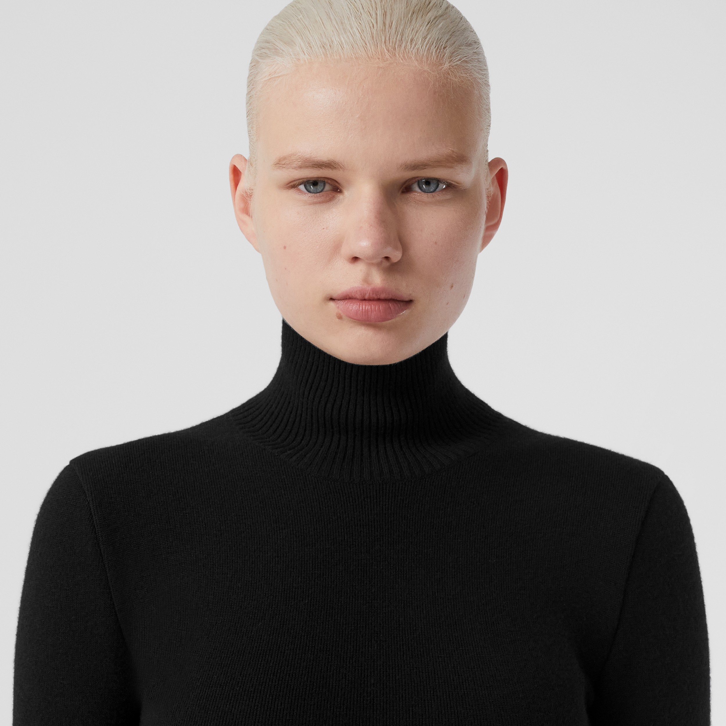 Jacket Detail Wool Turtleneck Sweater in Black - Women | Burberry® Official - 2
