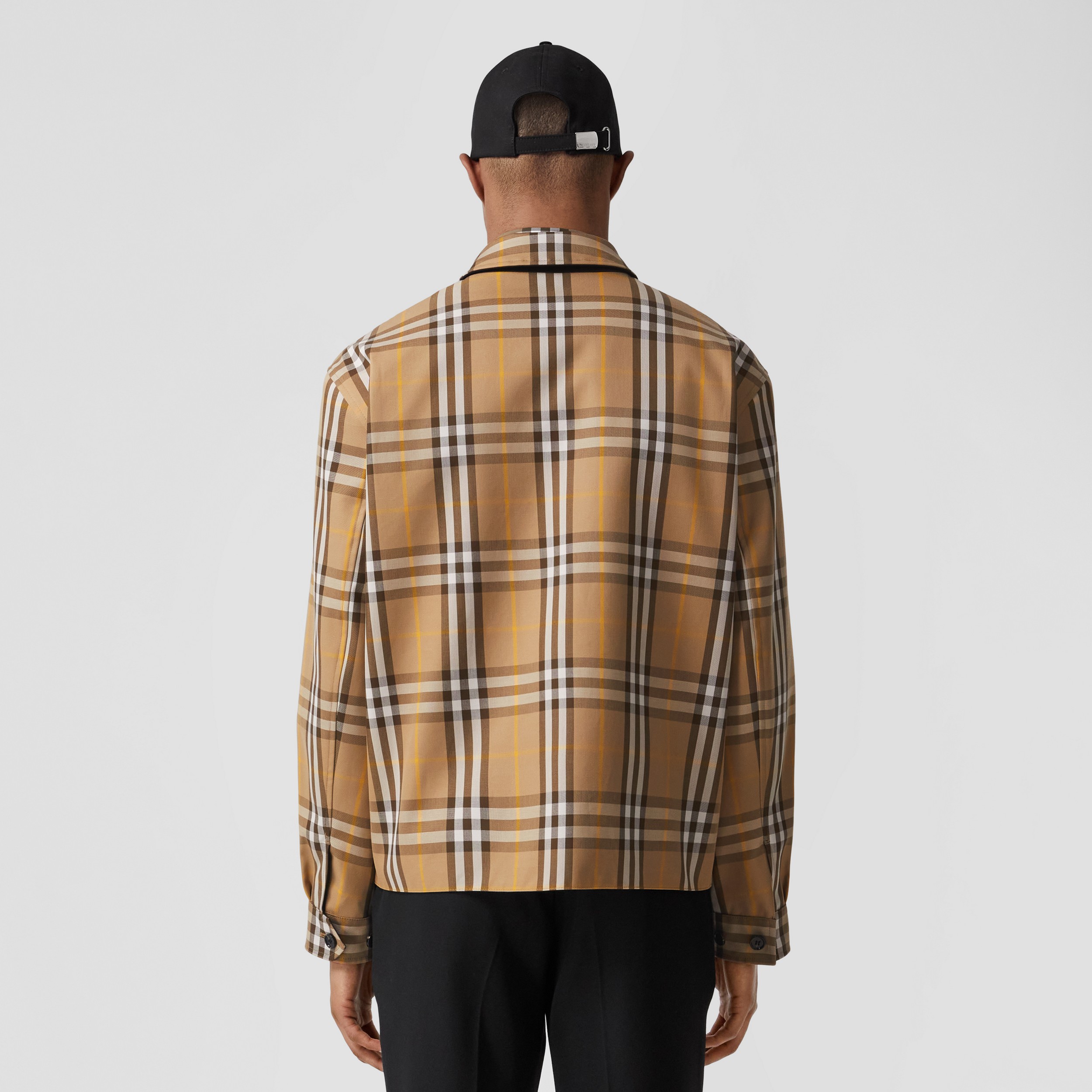 Reversible Check Cotton Harrington Jacket in Truffle - Men | Burberry® Official - 3