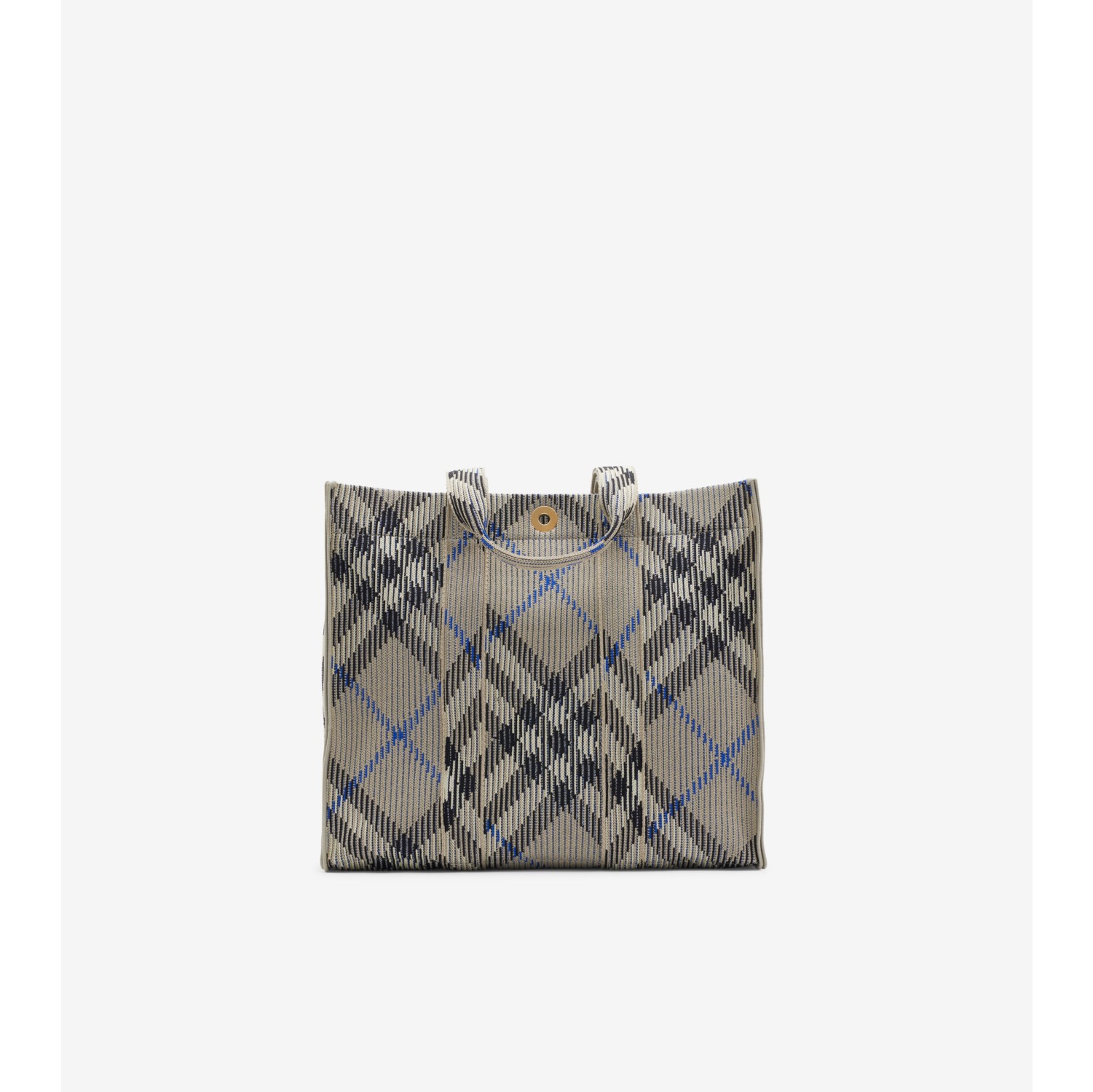 Medium Check Knitted Tote in Lichen Women Burberry Official