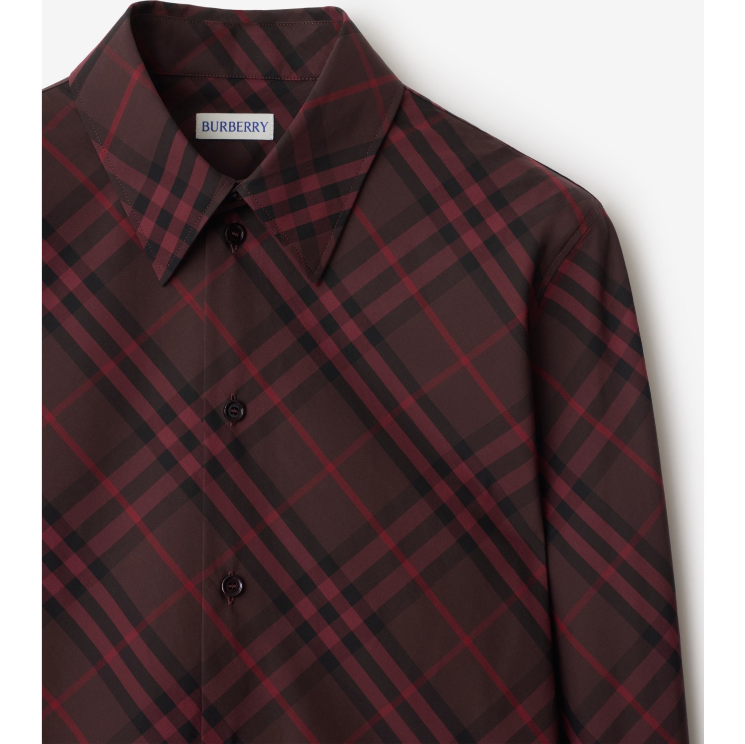 Slim Fit Check Cotton Shirt in Wine red - Women | Burberry® Official