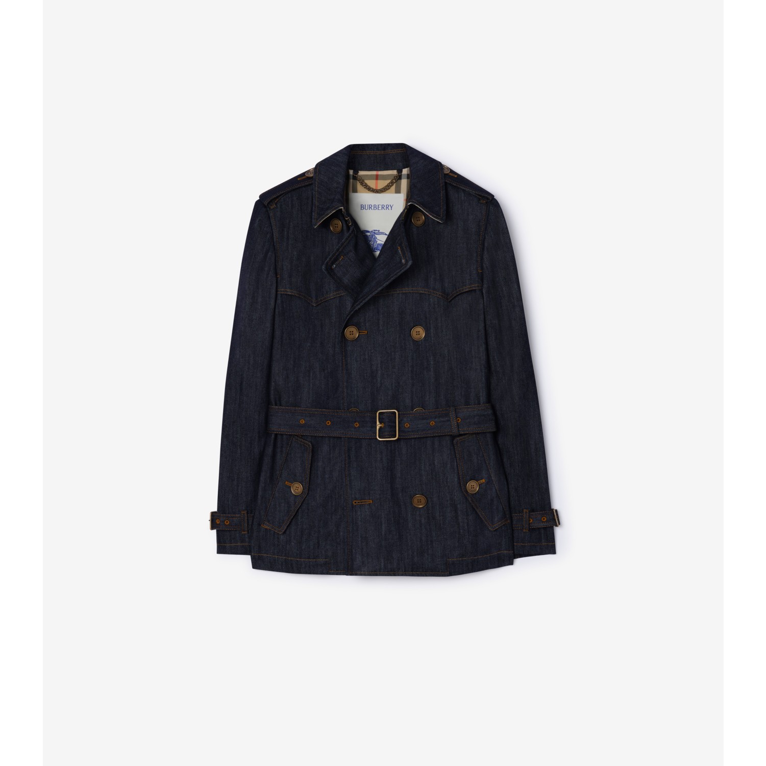 Short Denim Trench Coat