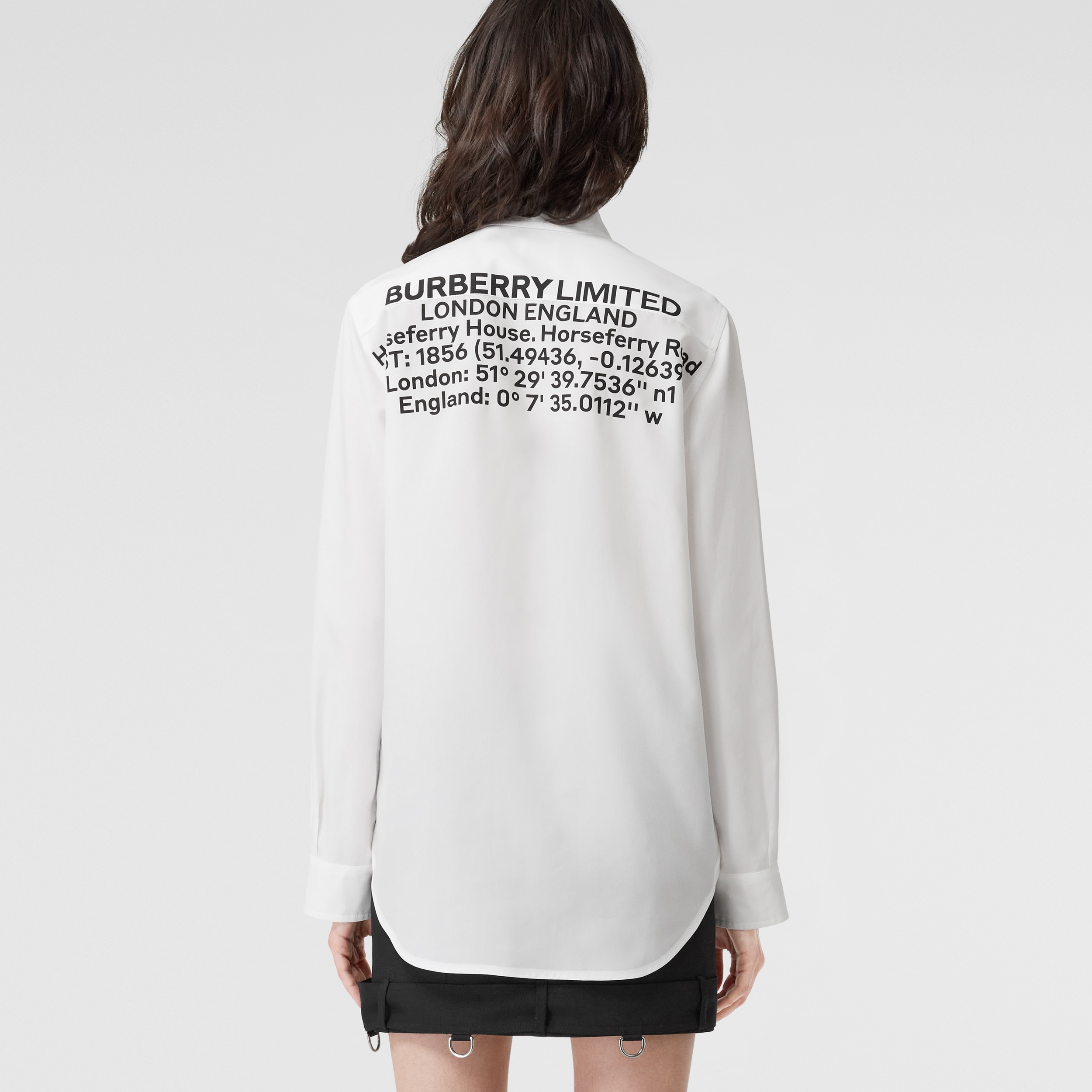 Camicia con stampa coordinate geografiche (Bianco) - Donna | Sito ufficiale Burberry® - 1